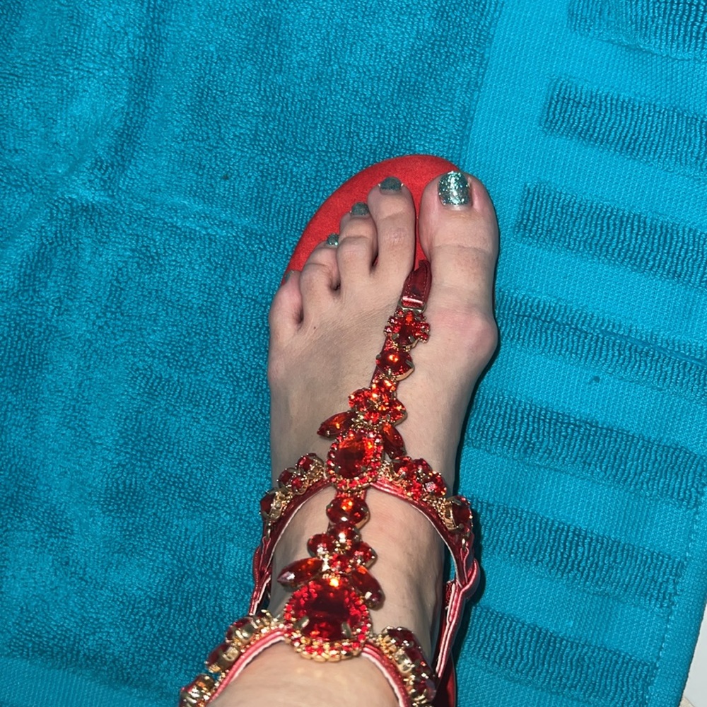 Primadonna Collection Red Embellished sandal with calf straps Size 5 or 36
